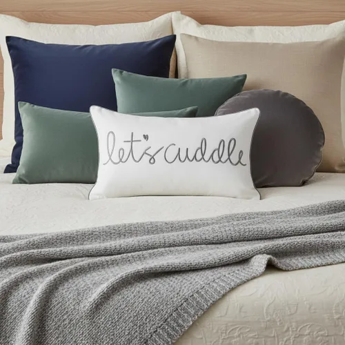Miniatura 9 de Sanmetex - Funda de almohada lumbar decorativa para abrazarnos de 12x20 pulgadas, funda de almohada rectangular bordada en gris para cama, Blanco