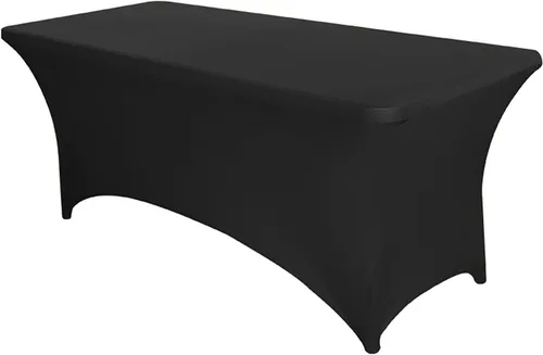 Miniatura 2 de PTC21B - Juego de 6 manteles elásticos de 6 pies, color negro, rectangular, ajustable, lavable, de elastano, para fiestas, bodas, cócteles