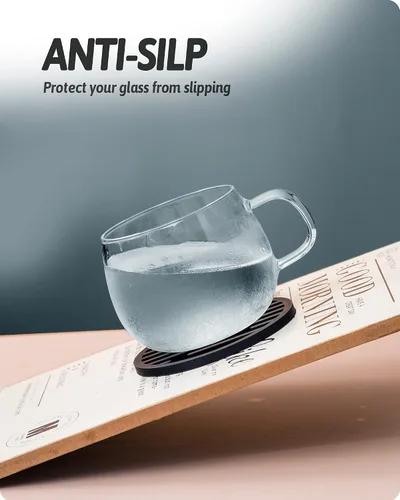 Miniatura 8 de Juego de 6 posavasos de silicona para bebidas con soporte, impermeables, antideslizantes, reutilizables, posavasos duraderos para mesa, bar
