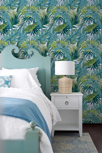 Miniatura 2 de My Style Bangalow - Papel tapiz de palmeras tropicales, papel tapiz extraíble, 17.75 pulgadas x 9.8 pies