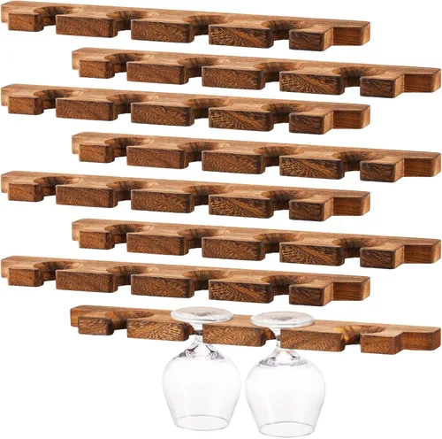 Miniatura 8 de Ripeng 4 piezas de estante de pared de madera para copas con soporte para champán, estante rústico para colgar copas de vino, estante flotante