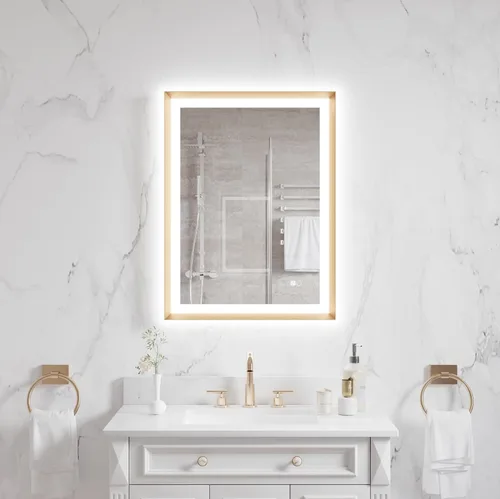 Miniatura 13 de WELLFOR Espejo de baño LED de 28 x 36 pulgadas, espejo de tocador de baño con luz, espejo de pared de baño, espejo de baño iluminado, montaje