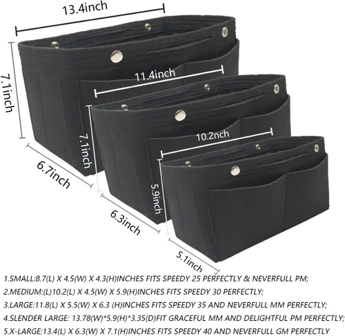 Miniatura 49 de LEXSION Organizador de fieltro para bolso – Bolsa de bolsillo múltiple en bolsa organizadora