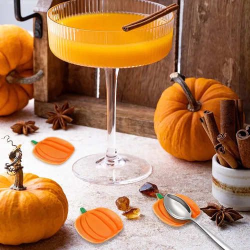 Miniatura 6 de Whaline 4 piezas de soporte para cucharas de cerámica de calabaza, platos de salsa de calabaza Shpaed, plato de café de Acción de Gracias, plato