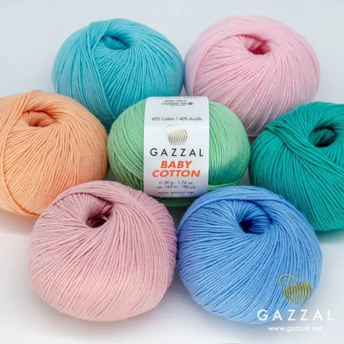Miniatura 2 de Paquete de 3 (madeja) Gazzal Baby algodón, 60% algodón, 40% acrílico, cada bola de 1.76 onzas (1.76 oz), 180 yardas (541.3 ft), hilo de tejer, hilo