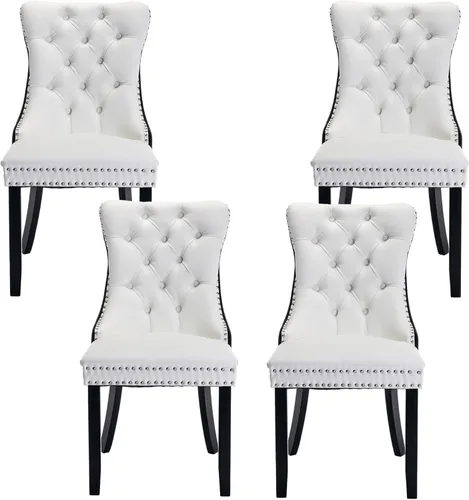 Miniatura 55 de Silla de comedor copetuda moderna de terciopelo para comedor, sillas de comedor tapizadas con remache de clavo, anillo trasero para cocina, comedor