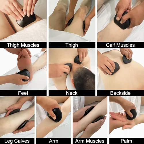 Miniatura 5 de Master Massage Juego de 2 piedras calientes circulares circulares grandes de tres cuartos – Puntos de gatillo y herramientas de acupresión – Piedra