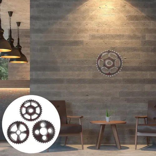 Miniatura 3 de Cabilock 3 piezas de decoración de pared retro de madera de 4.72 pulgadas, Steampunk industrial, adornos colgantes para el hogar, sala de estar