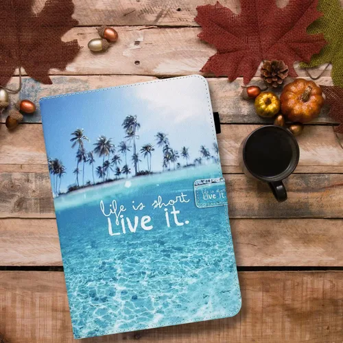 Miniatura 7 de Funda universal para tablet Android de 10 10.1 pulgadas para iPad, funda con soporte de visión multiángulo, funda protectora de piel sintética Playa