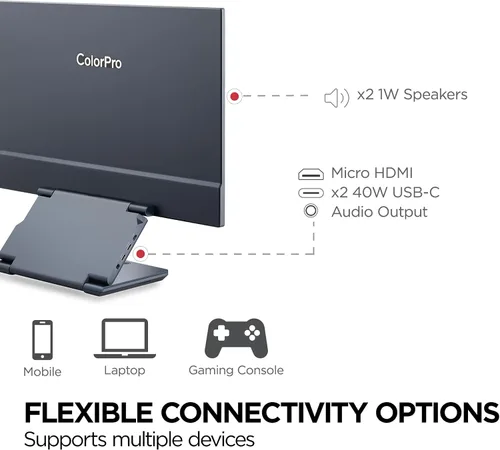 Miniatura 6 de ViewSonic VP1656 Monitor portátil IPS de 15.6 pulgadas 1200p con alimentación de 2 vías 40W USB C, validado por Pantone, calibrado de fábrica