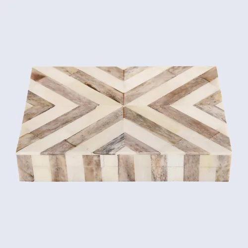 Miniatura 4 de Handicrafts Home Organizador para joyas y caja de almacenamiento, cajas decorativas para mujer y chicas, para envoltura, estampado de cheurón blanco