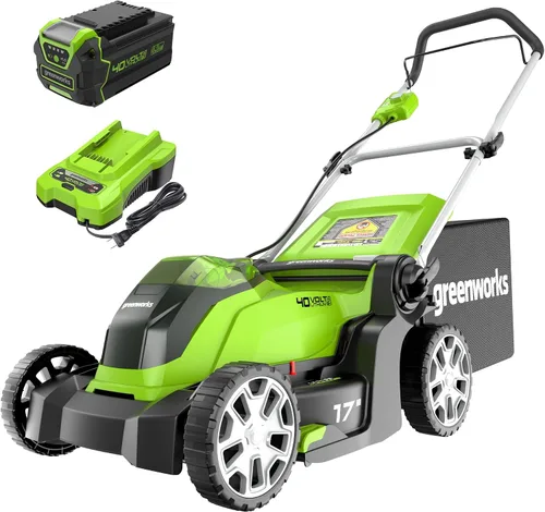 Miniatura 14 de Greenworks Cortacésped inalámbrico de 40 V y 17 pulgadas, motor sin escobillas, batería de 4.0 Ah y cargador (más de 75 herramientas compatibles)
