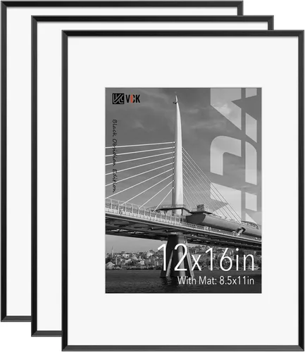 Miniatura 101 de VCK Marco de Fotos de 5 x 7 Pulgadas Negro, Marco de Poster de Aluminio de Alta Calidad con Vidrio Templado, Para Mostrar Fotos de 4 x 6