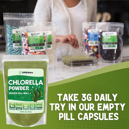 Miniatura 5 de XPRS Nutra Chlorella Powder - Polvo de clorofila de pared celular rota para inmunidad - Chlorella vegana amigable para proteínas completas (16 onzas)