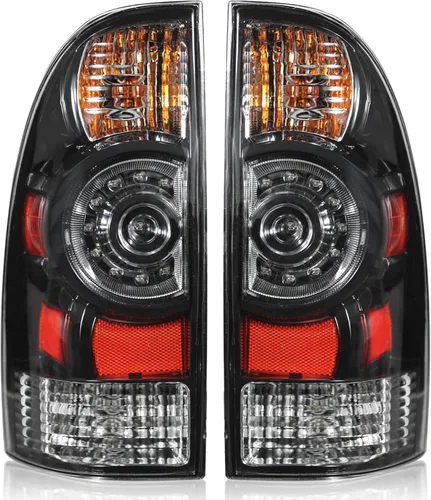 Boine Luz trasera compatible con Toyota Tacoma Pickup 2005-2015 lado del conductor y del pasajero, bisel negro, luz trasera, luces LED, bombilla y