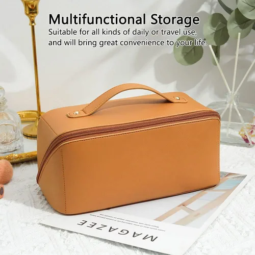 Miniatura 7 de Niumike Bolsas de cosméticos de viaje de gran capacidad para mujer, de piel sintética, pequeña, bonita, bolsa de maquillaje, bolsas de maquillaje