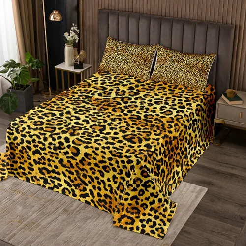 Miniatura 26 de Juego de colcha con lazo para niños, tamaño individual, diseño de cebra y leopardo con purpurina, decoración de habitación para niñas y mujeres
