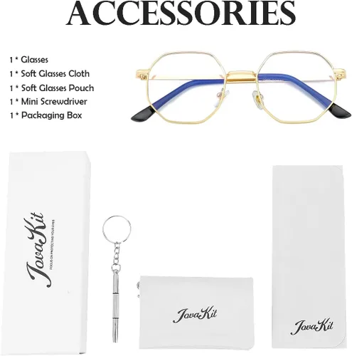 Miniatura 6 de JOVAKIT Gafas de bloqueo de luz azul con forma de polígono para mujeres y hombres, estilo vintage, octagonales cuadradas, sin prescripción, gafas