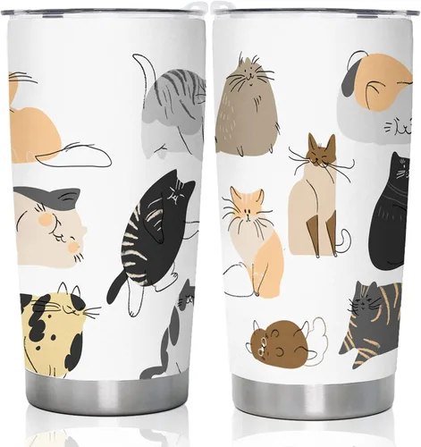Miniatura 9 de DJY Vaso aislado de acero inoxidable con tapa con diseño de gato negro 3D para café, viaje, regalo para mamá, mujer, hija, botella de agua