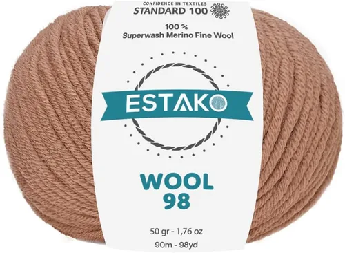Miniatura 11 de Estako Lana 98 100% Lana Merina Superwash Lana Media Lana Lana Suave Tejido y Crochet Hilo 1.76 oz (50gr) 98 yds (295.3 ft) (6147 - Off White)