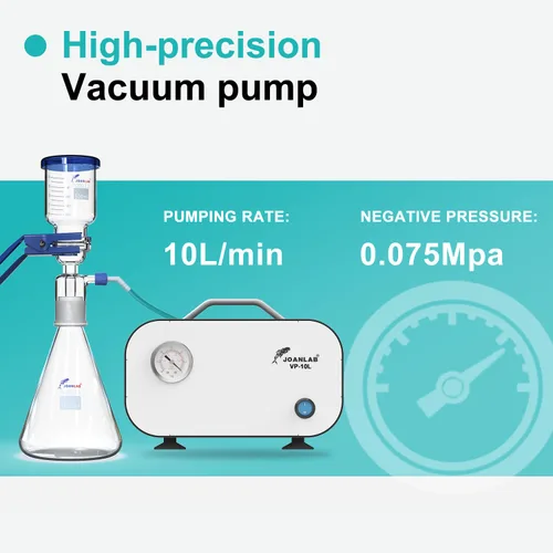 Miniatura 5 de JOANLAB Bomba de diafragma de vacío sin aceite de la bomba 10L/min de la filtración del vacío del laboratorio con el tubo de goma
