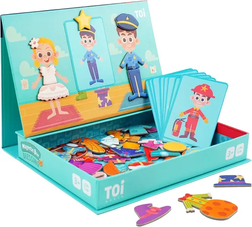 Toi Juguetes magnéticos para niños, cajas de rompecabezas magnéticas con tablero de juego para niños de 3 a 8 años, juguete de mesa preescolar para