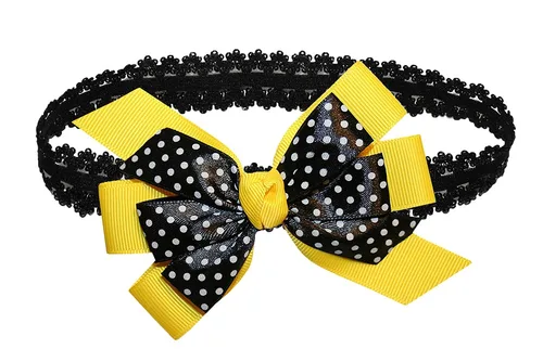 Miniatura 2 de WEBB DIRECT2U WD2U - Diadema elástica con lazo de grogrén de puntos negros para niñas (verde manzana)