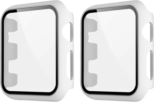 Miniatura 26 de Paquete de 2 fundas rígidas de 1.496 pulgadas para Apple Watch Series 3, 2, 1, 1.496 pulgadas, protector de pantalla de vidrio templado, cobertura
