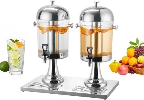 Miniatura 10 de VEVOR Dispensador de bebidas, dispensador de bebidas de 2.1 galones para fiestas, dispensadores de jugo de acero inoxidable + plástico con bandeja