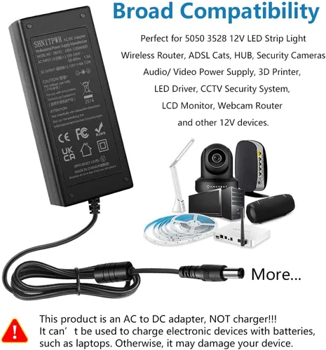 Miniatura 6 de SHNITPWR Convertidor de adaptador de fuente de alimentación de 12 V 6 A CA CC 100 V ~ 240 V CA a CC 12 voltios 6 amperios 72 W controlador LED