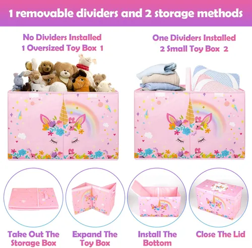 Miniatura 6 de Mabahoo Caja de juguetes grande, organizador de almacenamiento plegable y resistente para niños y niñas, caja de almacenamiento de 25 x 13 x 16
