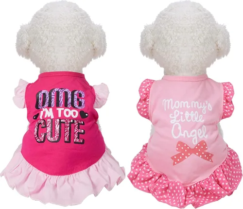 Miniatura 7 de Vestidos de perro de 2 piezas para perros, linda niña, vestido de mascota, vestido de mamá, cachorro, camisa, falda, vestidos para mascotas, ropa