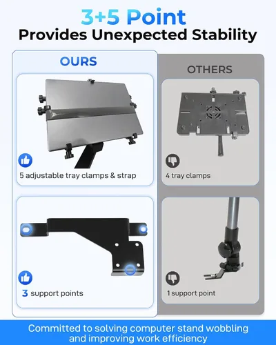 Miniatura 3 de Soporte para laptop de camión apto para Ford F150, F350, F250, F550, sin perforaciones, soporte para computadora portátil de hasta 17 pulgadas