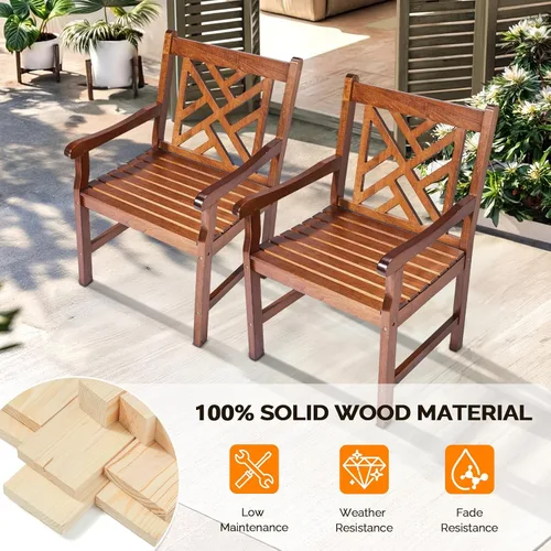 Miniatura 4 de VINGLI Sillas de comedor al aire libre, sillas de patio de madera resistente de 330 libras con respaldo cómodo, sillas de comedor de madera maciza