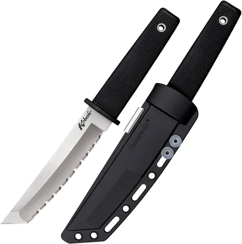 Cold Steel Kobun Serrado 5.5" Cuchillo Táctico de Caza Japonés AUS8A de Acero Inoxidable Americano Forma Tanto con Hoja Fija, Mango Ergonómico