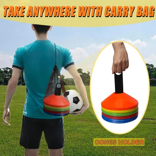 Miniatura 4 de Conos de disco para entrenamiento deportivo, paquete de 25/50 conos de fútbol de agilidad con bolsa de transporte y soporte, fútbol, fútbol