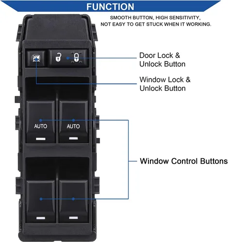 Miniatura 4 de Obaee Interruptor eléctrico de ventana compatible con Jeep Commander/Grand Cherokee 2006-2010, Chrysler Aspen/Chrysler 200/300/Sebring, Dodge
