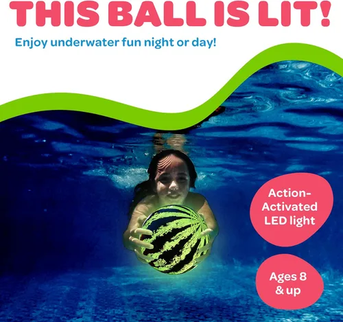 Miniatura 2 de Watermelon Ball Lit - Juguete de piscina que brilla en la oscuridad para niños de 8 a 12 años, adolescentes y adultos, juego de piscina de 9