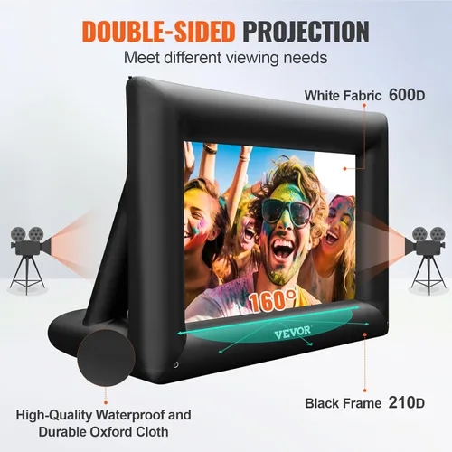 Miniatura 4 de VEVOR Pantalla de Proyector Inflable para Exteriores con Soplador de Aire de 350W Pantalla Inflable de Tela Oxford Pantalla Hinchable para Películas