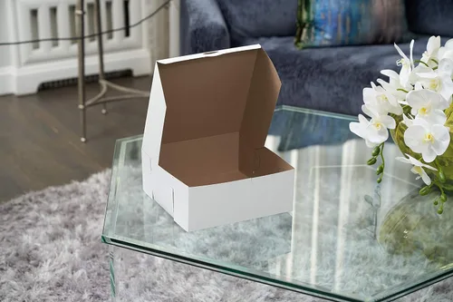Miniatura 6 de Paquete de 100 cajas blancas de pastelería de 10 x 10 x 5 pulgadas, cartón kraft blanco para el hogar o venta al por menor, cartón de papel