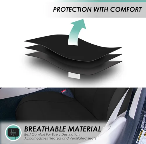 Miniatura 3 de Fundas para asiento de PU para carro de 3 filas FH Group FH-PU002, compatibles con airbag y división de asientos Negro