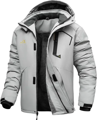 Miniatura 9 de INVACHI Chaqueta de esquí de invierno para hombre, impermeable, resistente al viento, forro polar con capucha