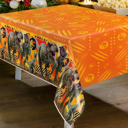 Miniatura 3 de Mantel rectangular de plástico multicolor Jurassic World 3 (54 x 84 pulgadas), 1 unidad, diseño vibrante, perfecto para celebraciones de cumpleaños