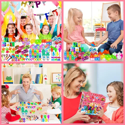 Miniatura 9 de BicMan 150 recuerdos de fiesta para niños de 3 a 5 4 a 8, paquete de juguetes para ansiedad, bolsas de regalo, premios de carnaval, rellenos de caja