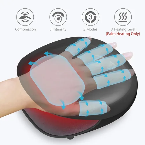 Miniatura 2 de COMFIER Masajeador de manos inalámbrico con calor - 3 niveles de compresión y calentamiento, máquina masajeadora de manos recargable para túnel Negro