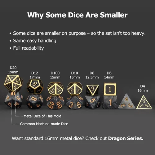 Miniatura 8 de Haxtec - Juego de dados de metal DND, dados poliédricos D&D compatibles con Dungeons and Dragons, regalo TTRPG, dados de metal bronce antiguo