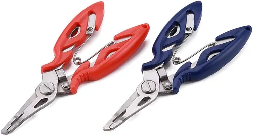 FOSTAR Alicates de pesca, Removedor de gancho de acero inoxidable, Tijeras de línea de pesca, Cortadores de línea trenzados, Abreanillos divididos,