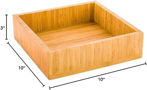 Miniatura 4 de Restaurantware Bandeja de madera de 10 x 3 pulgadas, 1 caja de madera cuadrada duradera, resistente a las astillas, bandeja de madera de bambú negro
