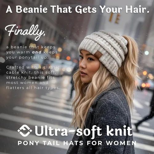 Miniatura 173 de Funky Junque - Gorro para mujer con ranura para cola de caballo