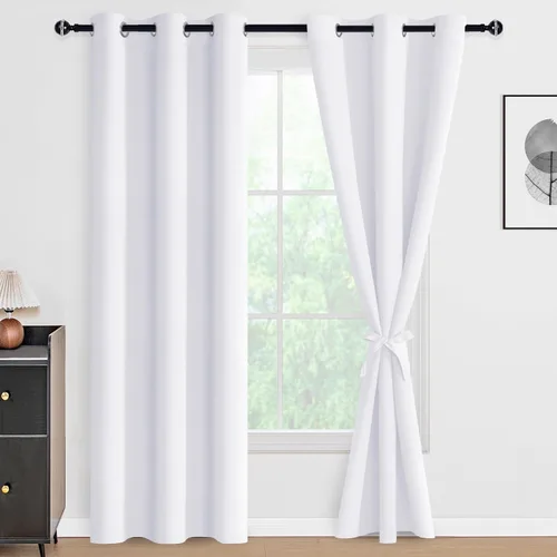 Miniatura 110 de DWCN Cortinas 100% opacas de 84 pulgadas de largo para dormitorio con forro negro, paneles de cortina de ventana de doble capa con aislamiento Azul